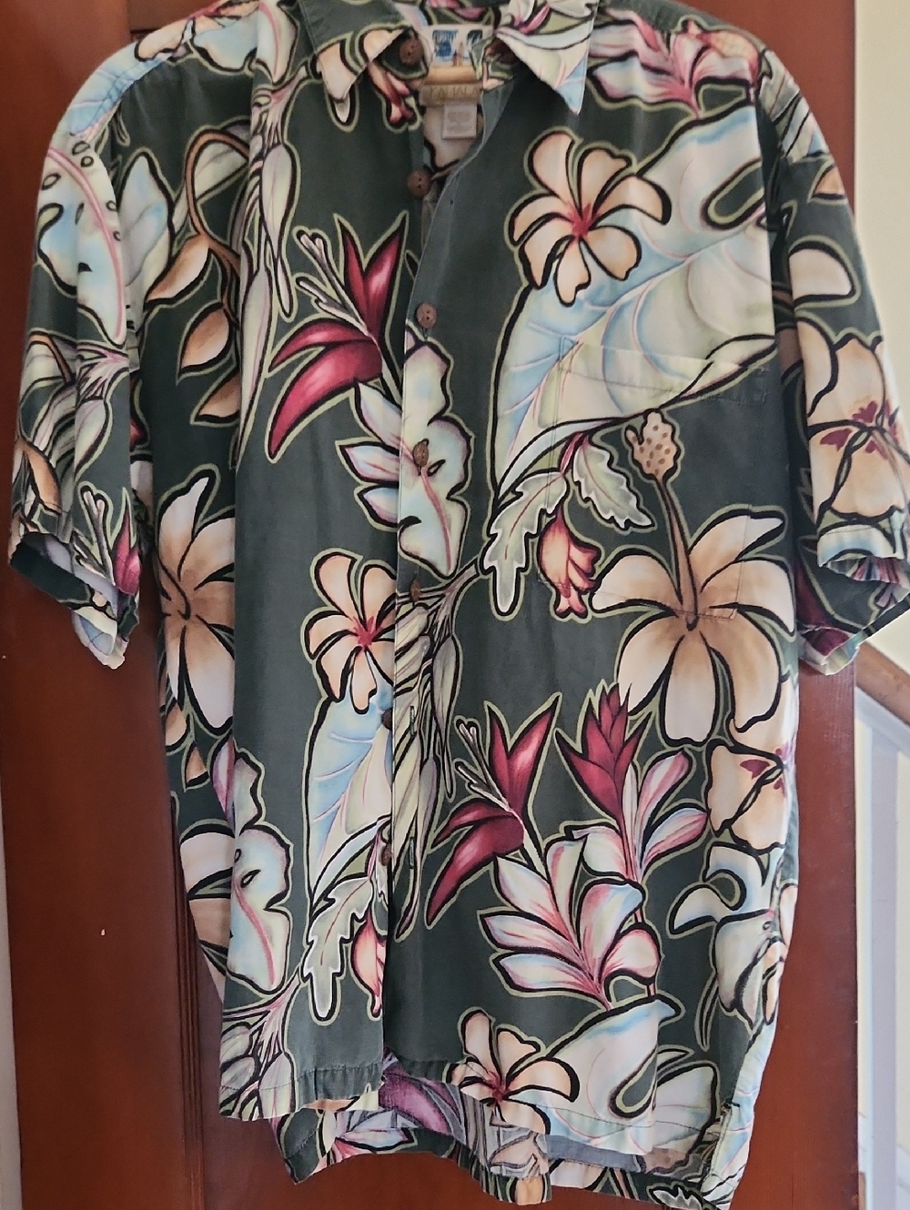 Green Floral Hawaiian Short-Sleeve Button-Down Shirt